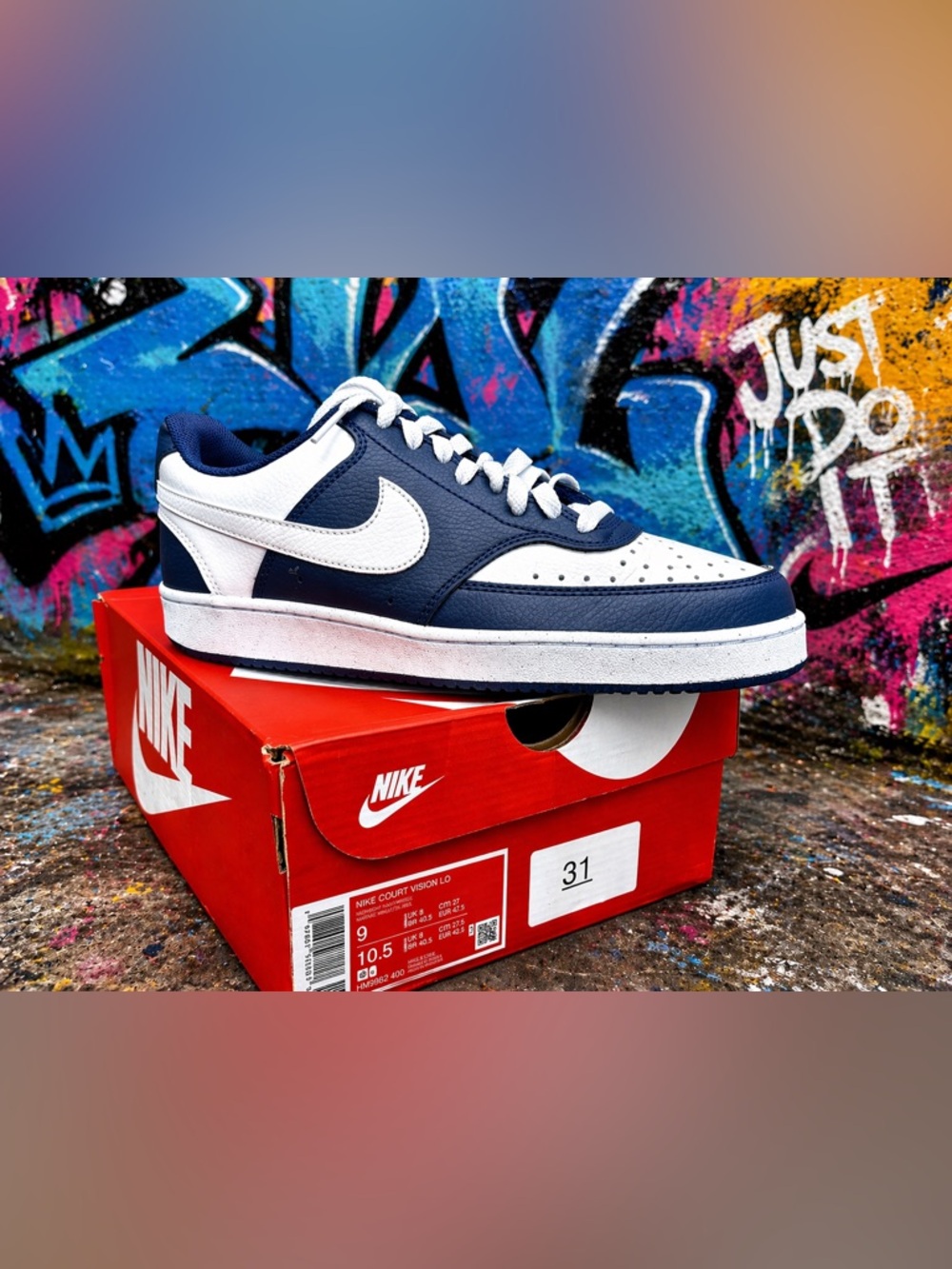Nike Men’s Court Vision Low — Navy and White